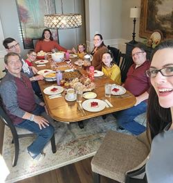 Scott Kester (front left) celebrates Thanksgiving with family in Ohio one year after suffering a hemorrhagic stroke.