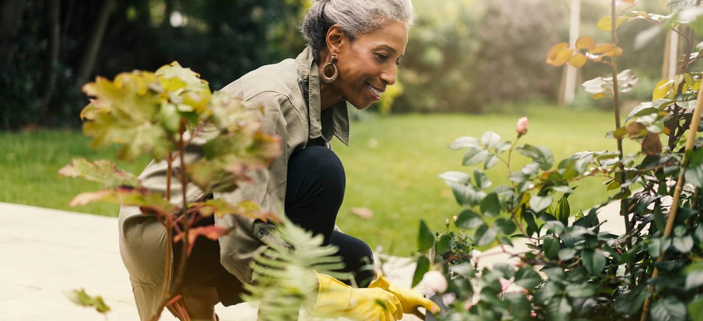 Photo of woman working in flower bed