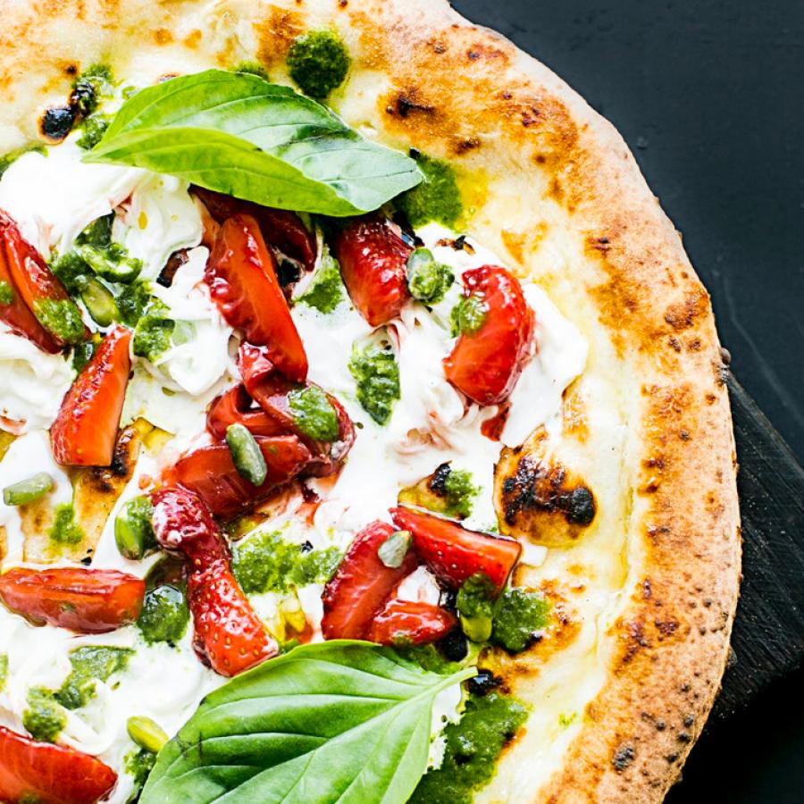 close up of pizza